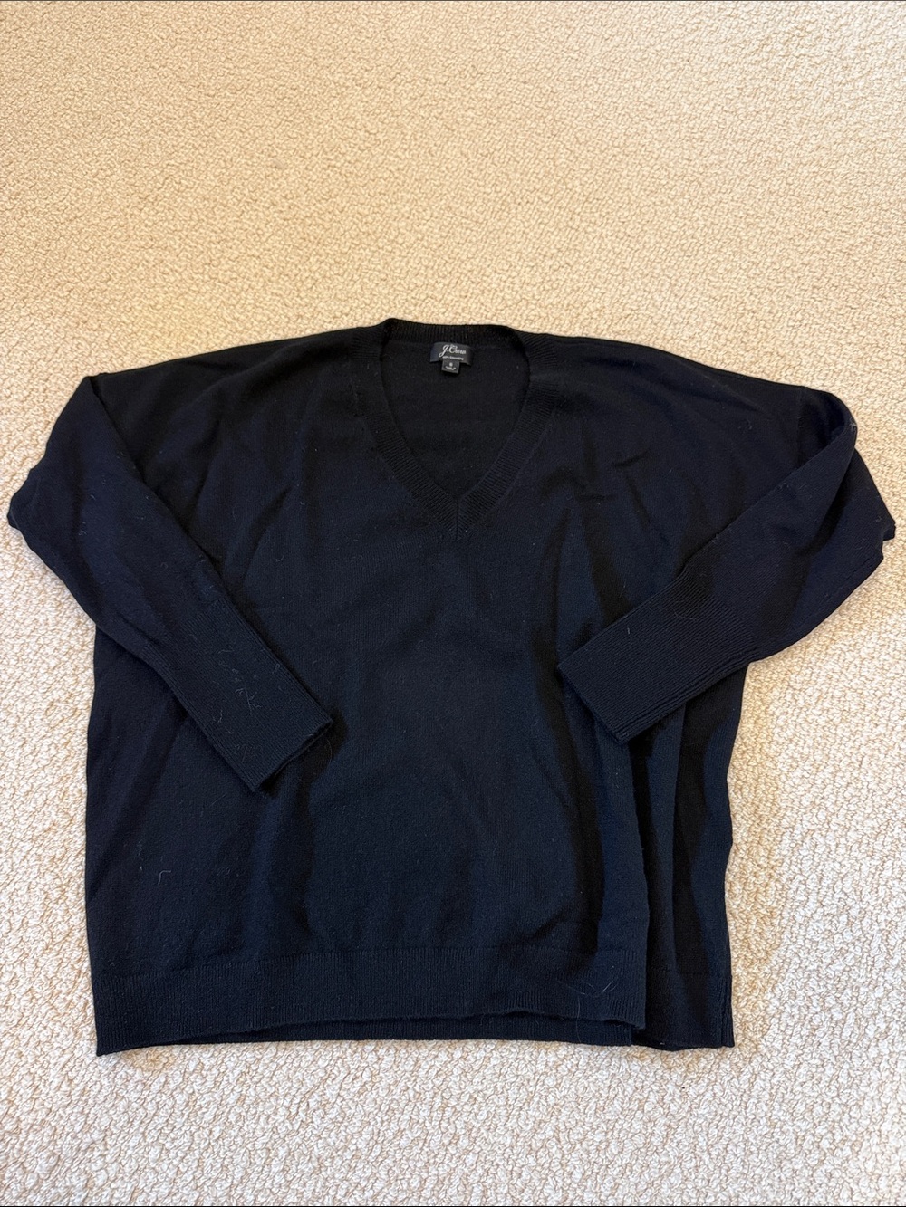J Crew Black V-Neck Cashmere Sweater